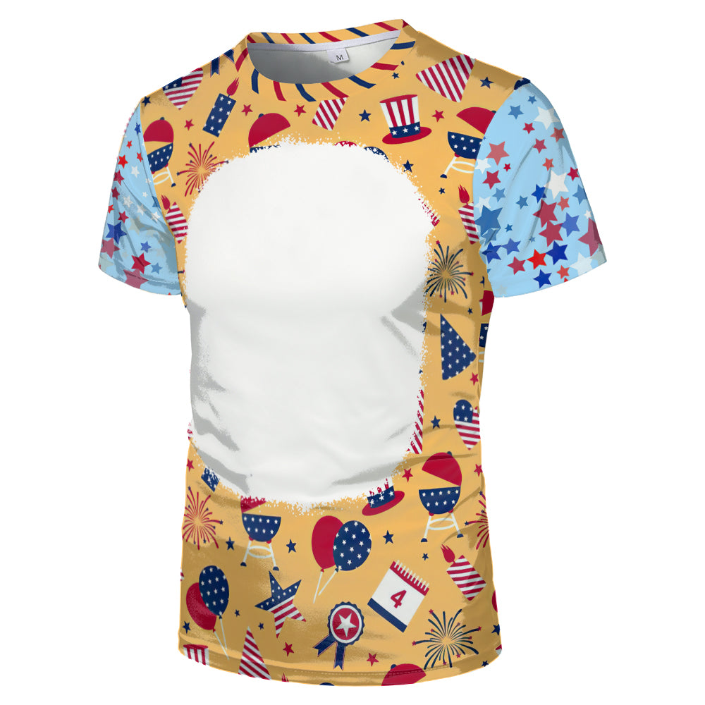 US Style unisex adults kids plain bleached t shirts 100% polyester bleach sublimation t shirt for sublimation printing