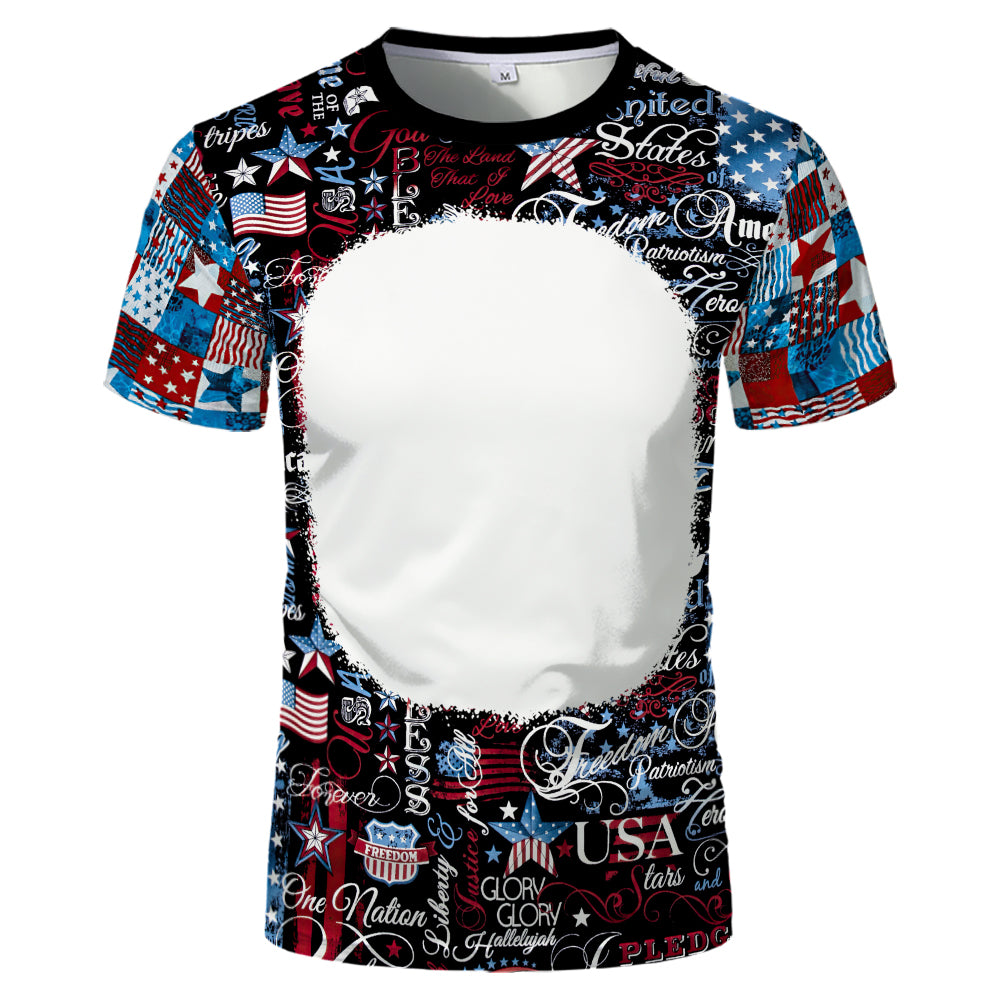 US Style unisex adults kids plain bleached t shirts 100% polyester bleach sublimation t shirt for sublimation printing
