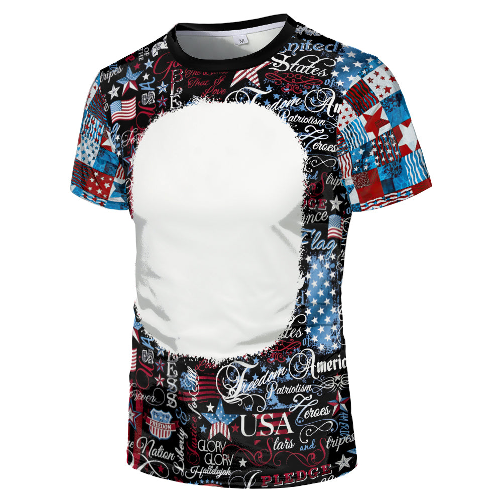 US Style unisex adults kids plain bleached t shirts 100% polyester bleach sublimation t shirt for sublimation printing