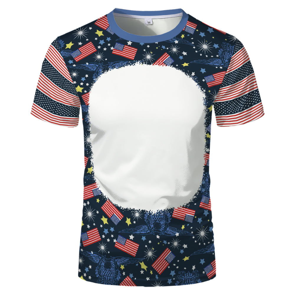 US Style unisex adults kids plain bleached t shirts 100% polyester bleach sublimation t shirt for sublimation printing