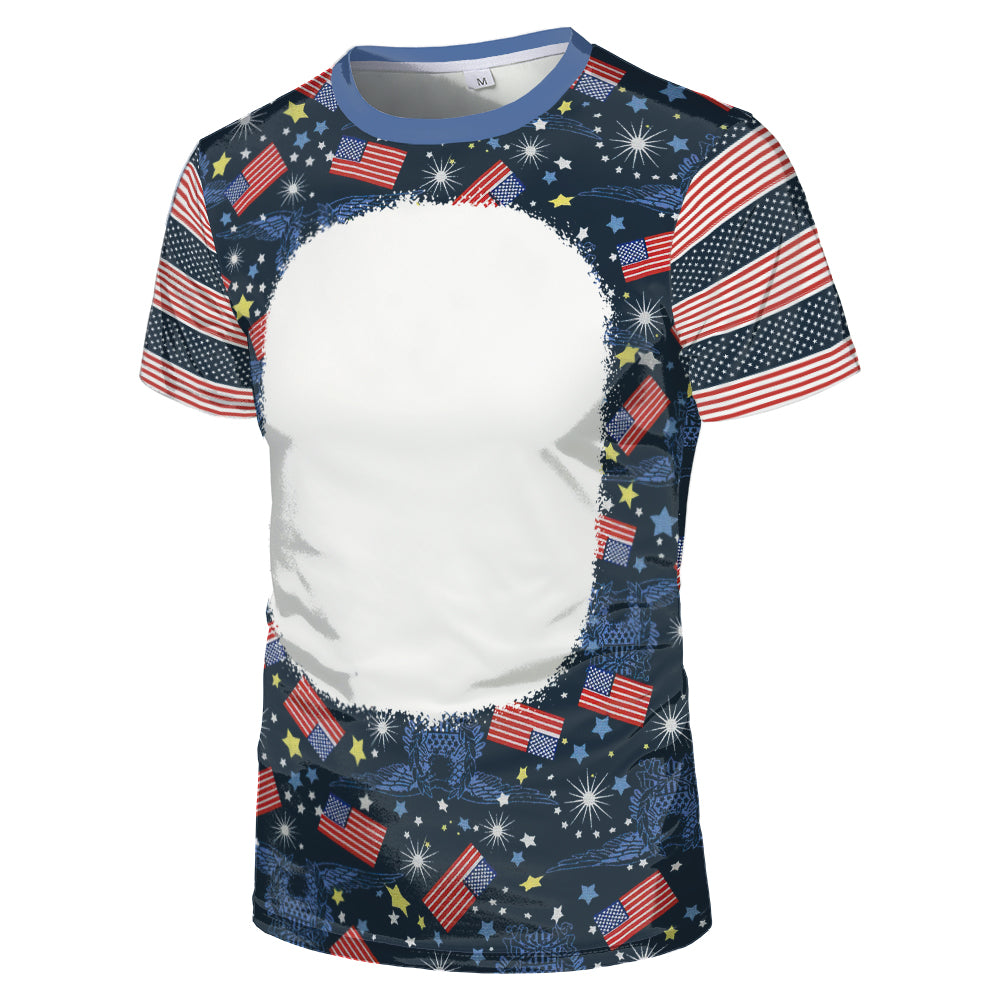 US Style unisex adults kids plain bleached t shirts 100% polyester bleach sublimation t shirt for sublimation printing