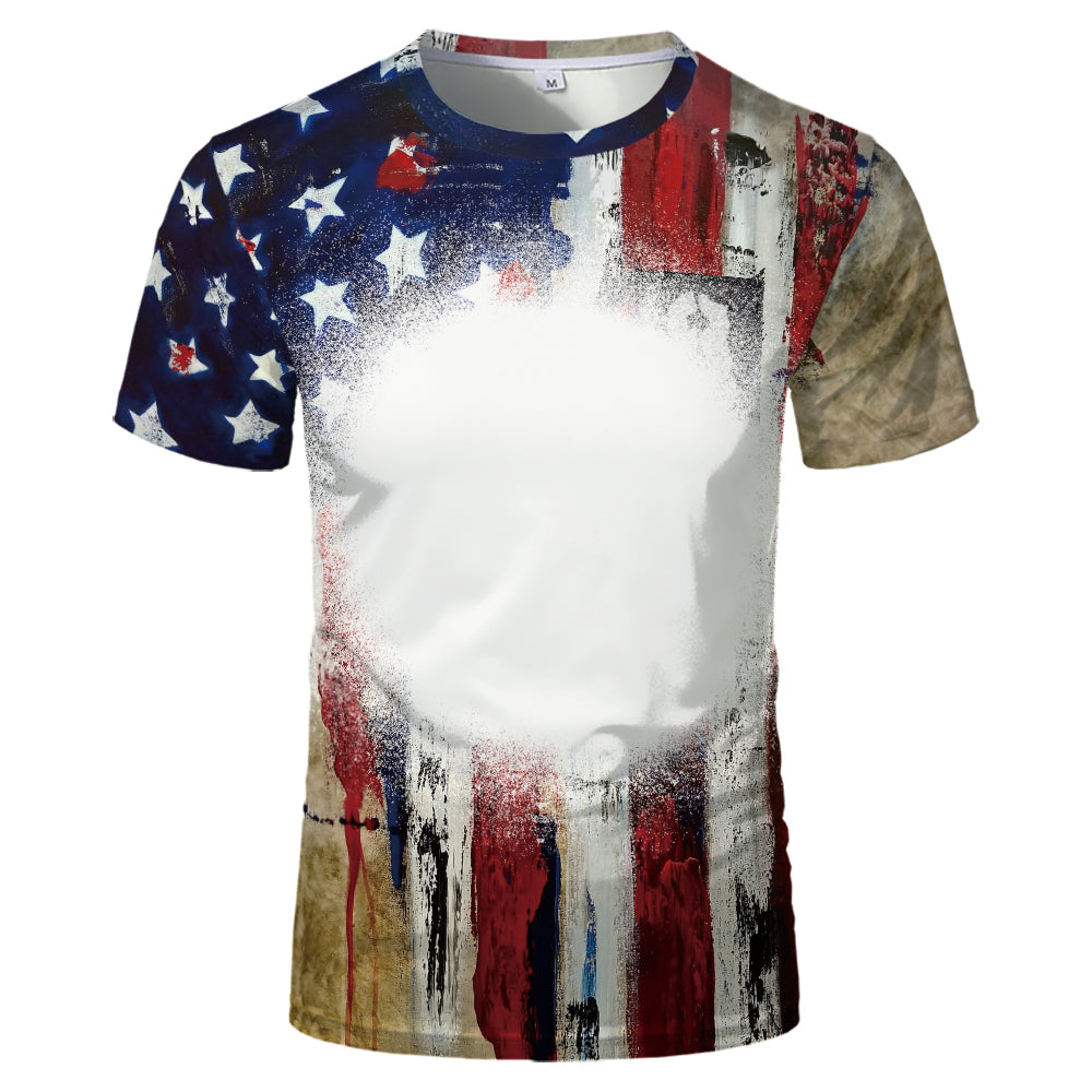US Style unisex adults kids plain bleached t shirts 100% polyester bleach sublimation t shirt for sublimation printing