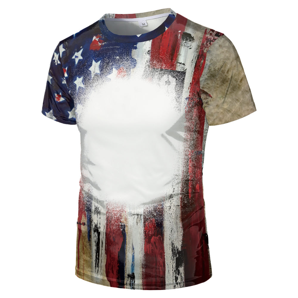 US Style unisex adults kids plain bleached t shirts 100% polyester bleach sublimation t shirt for sublimation printing
