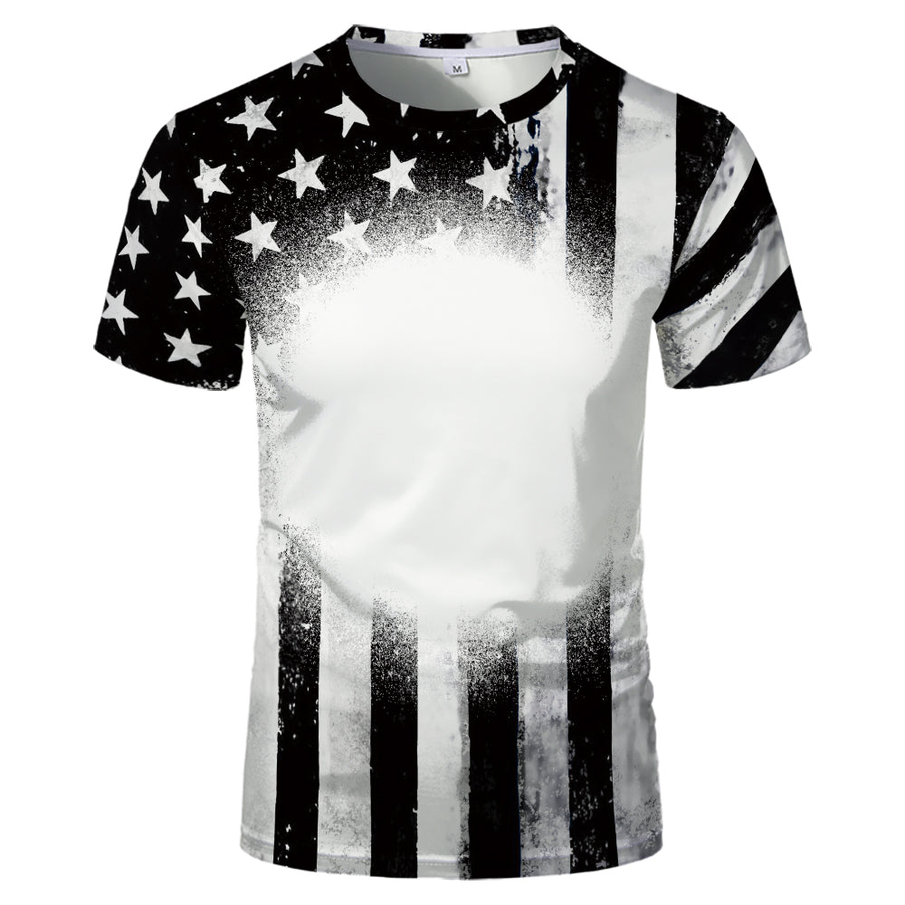 US Style unisex adults kids plain bleached t shirts 100% polyester bleach sublimation t shirt for sublimation printing