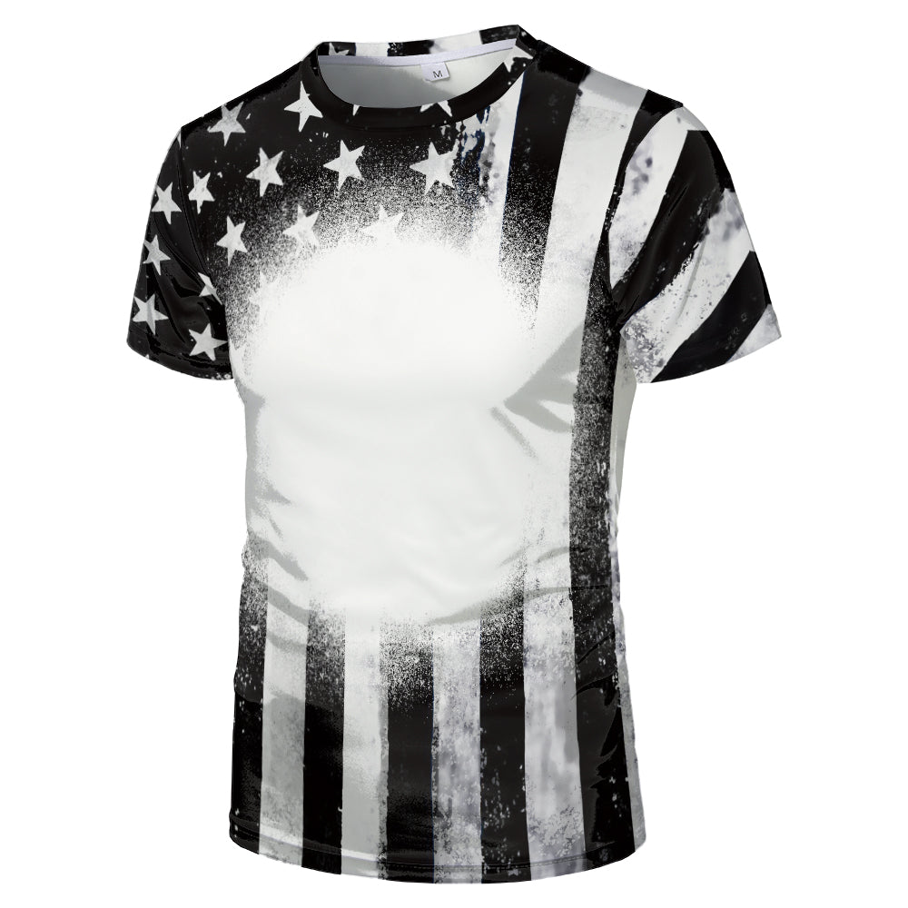 US Style unisex adults kids plain bleached t shirts 100% polyester bleach sublimation t shirt for sublimation printing