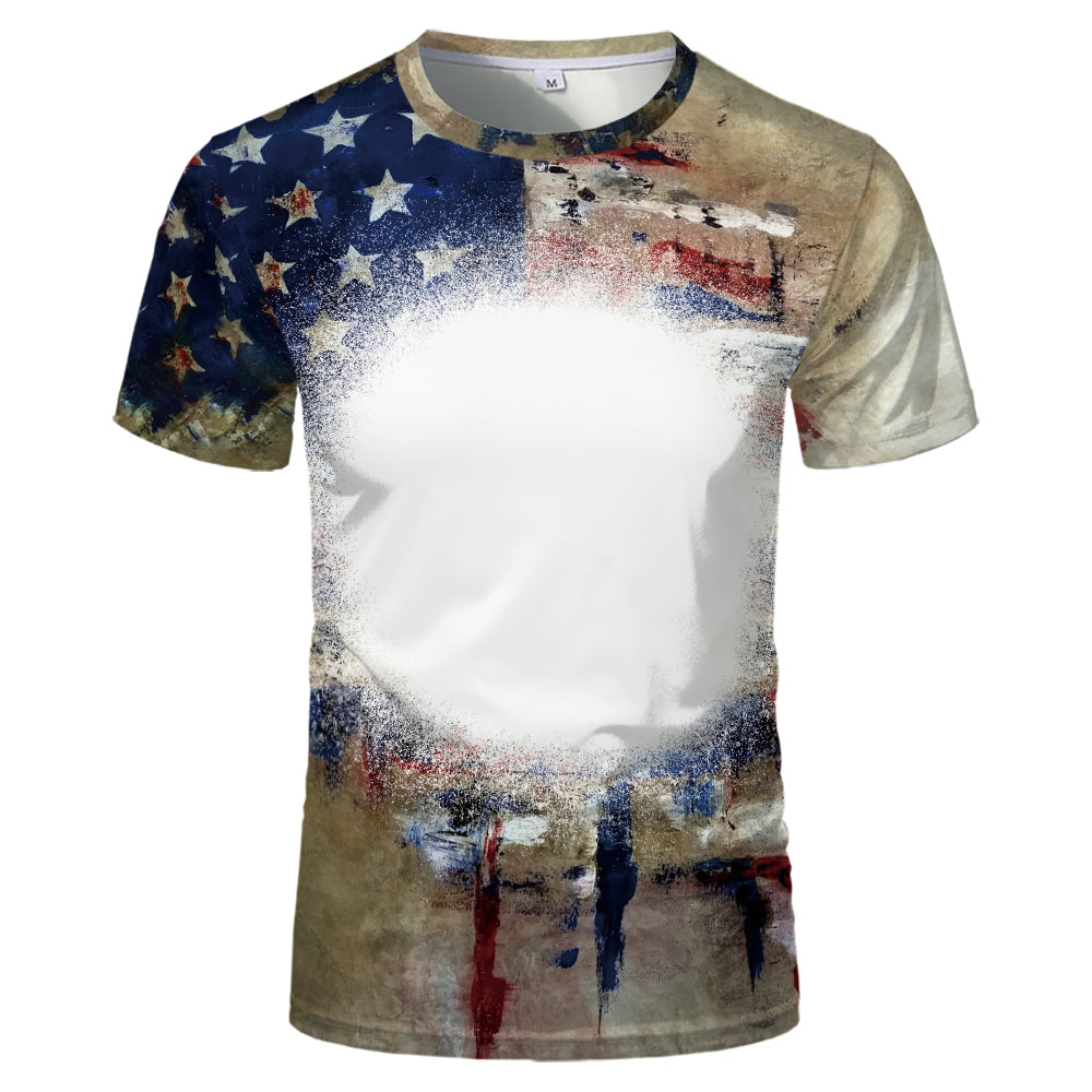 US Style unisex adults kids plain bleached t shirts 100% polyester bleach sublimation t shirt for sublimation printing