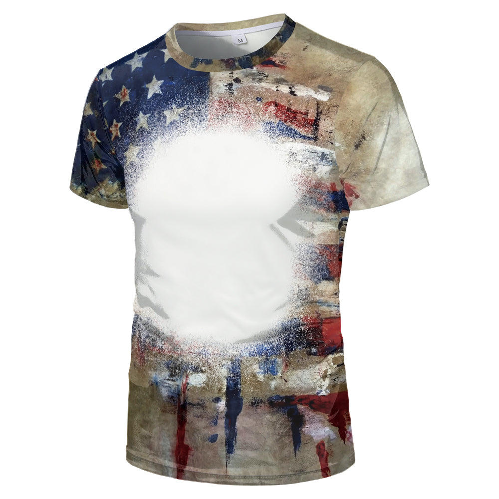 US Style unisex adults kids plain bleached t shirts 100% polyester bleach sublimation t shirt for sublimation printing