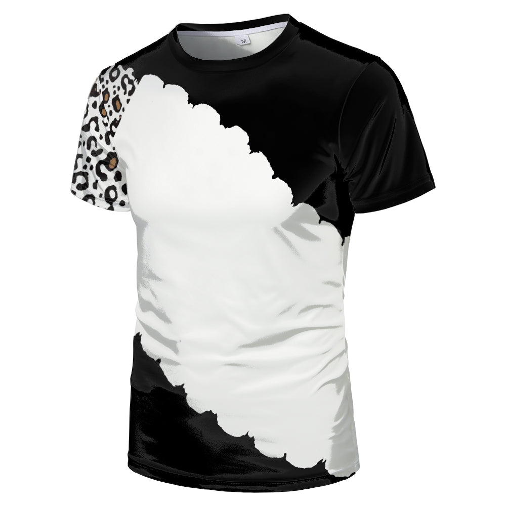 Wholesale US Oversize Men Shirts Sublimation Faux Bleached Tshirts Custom Print Polyester Tie Dye Sublimation Blank Shirt