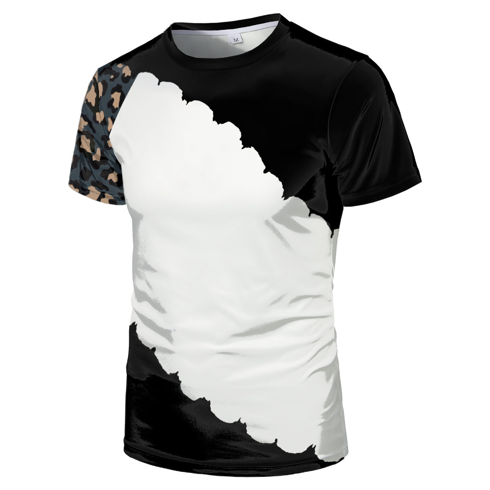 Wholesale US Oversize Men Shirts Sublimation Faux Bleached Tshirts Custom Print Polyester Tie Dye Sublimation Blank Shirt