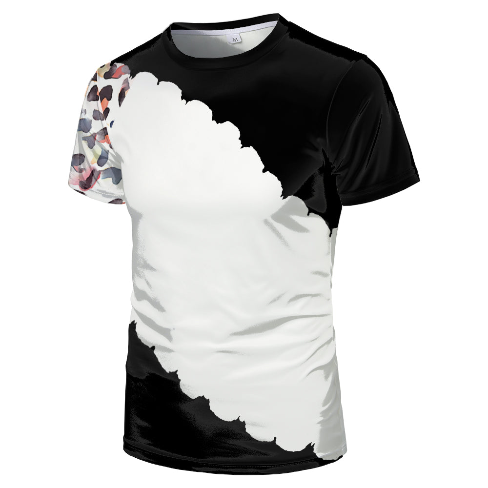 Wholesale US Oversize Men Shirts Sublimation Faux Bleached Tshirts Custom Print Polyester Tie Dye Sublimation Blank Shirt