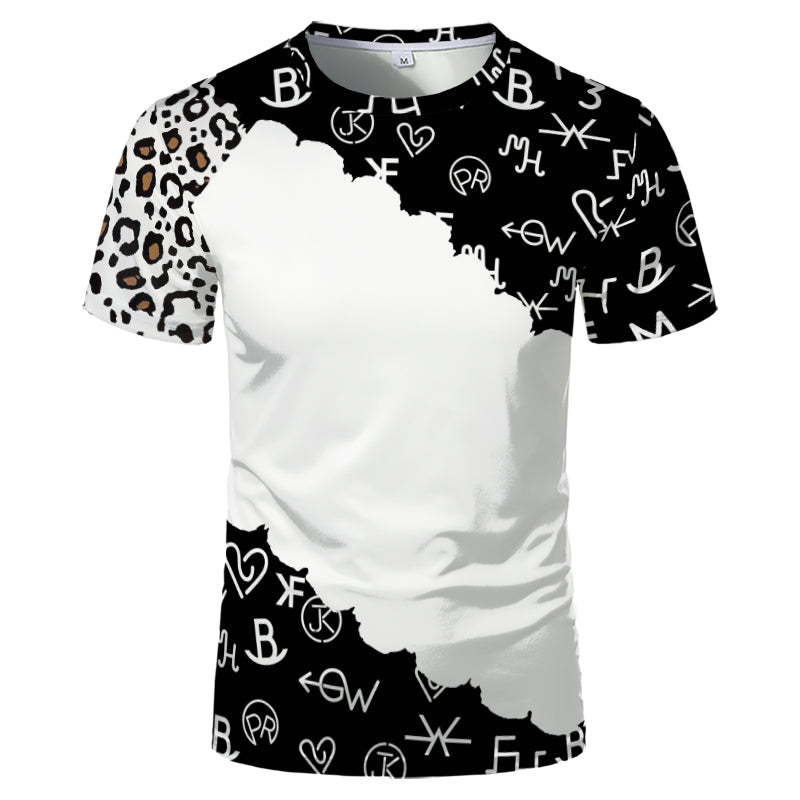 Wholesale US Oversize Men Shirts Sublimation Faux Bleached Tshirts Custom Print Polyester Tie Dye Sublimation Blank Shirt