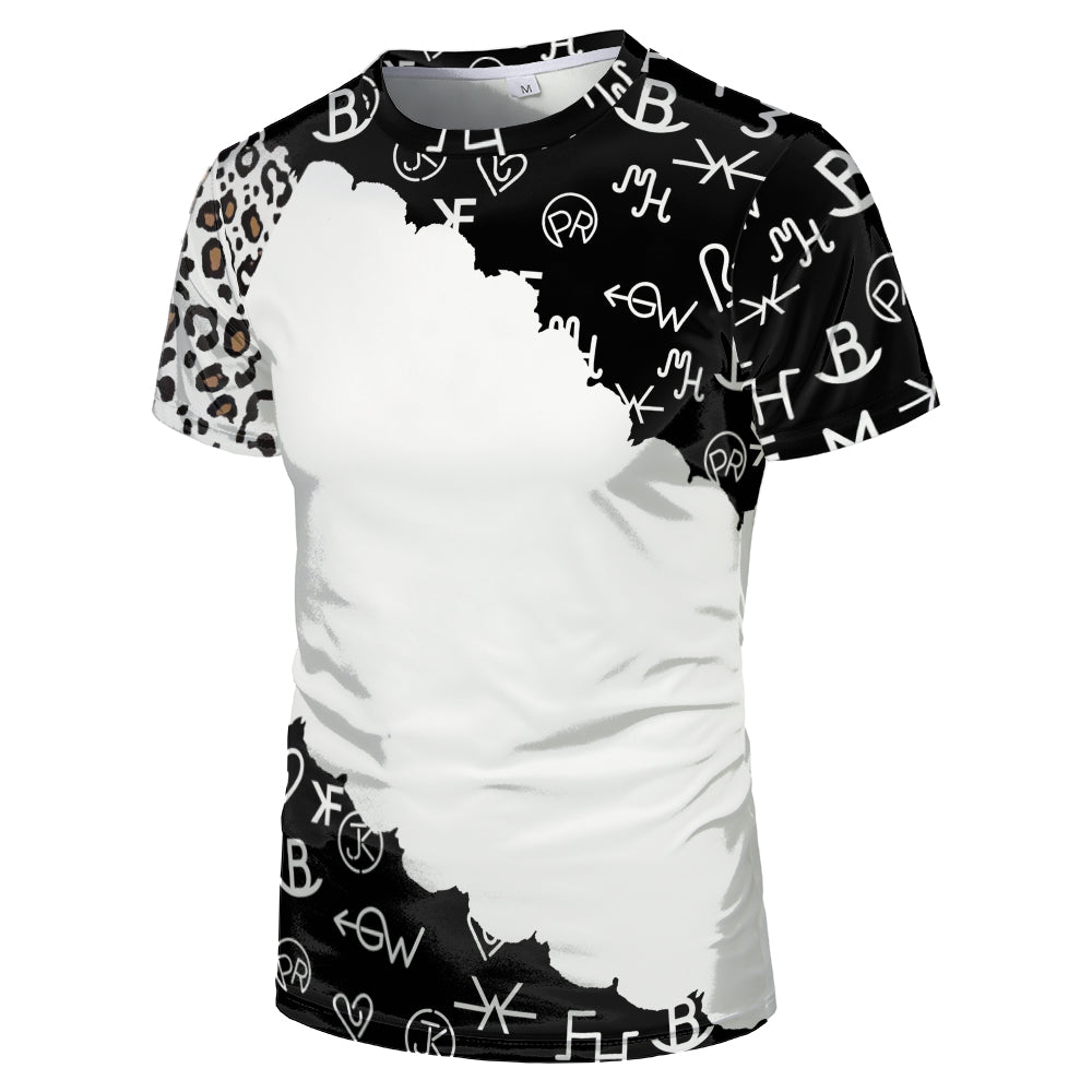 Wholesale US Oversize Men Shirts Sublimation Faux Bleached Tshirts Custom Print Polyester Tie Dye Sublimation Blank Shirt