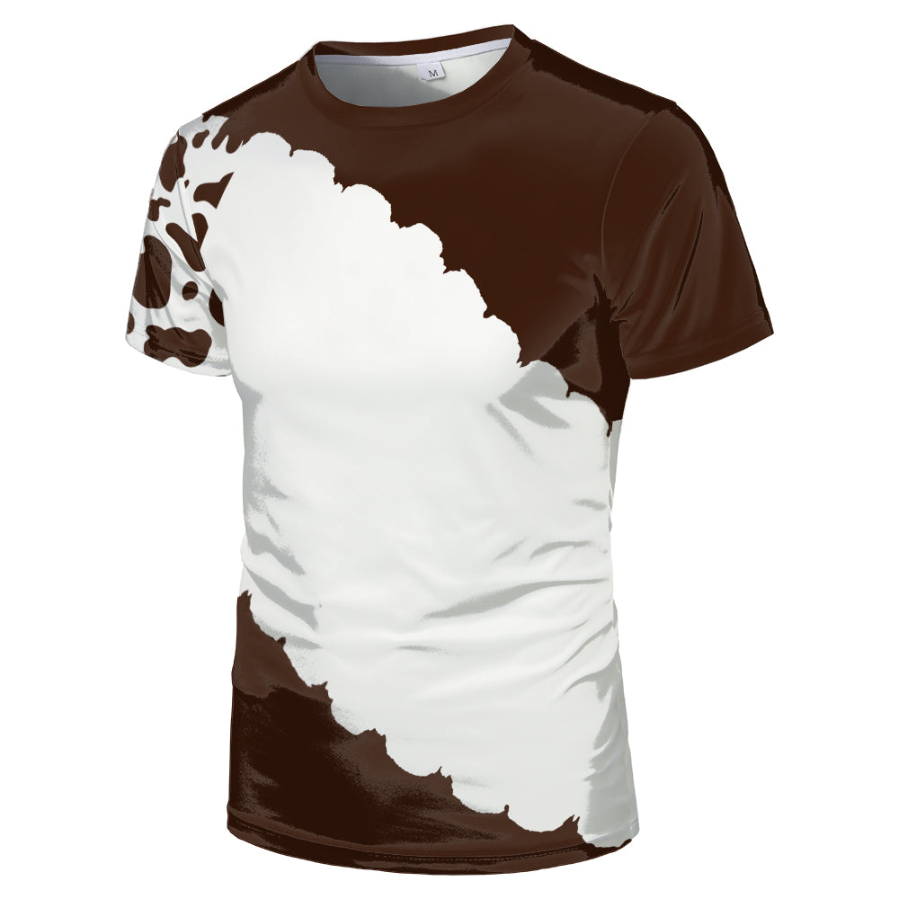 Wholesale US Oversize Men Shirts Sublimation Faux Bleached Tshirts Custom Print Polyester Tie Dye Sublimation Blank Shirt