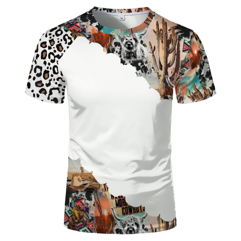 Wholesale US Oversize Men Shirts Sublimation Faux Bleached Tshirts Custom Print Polyester Tie Dye Sublimation Blank Shirt