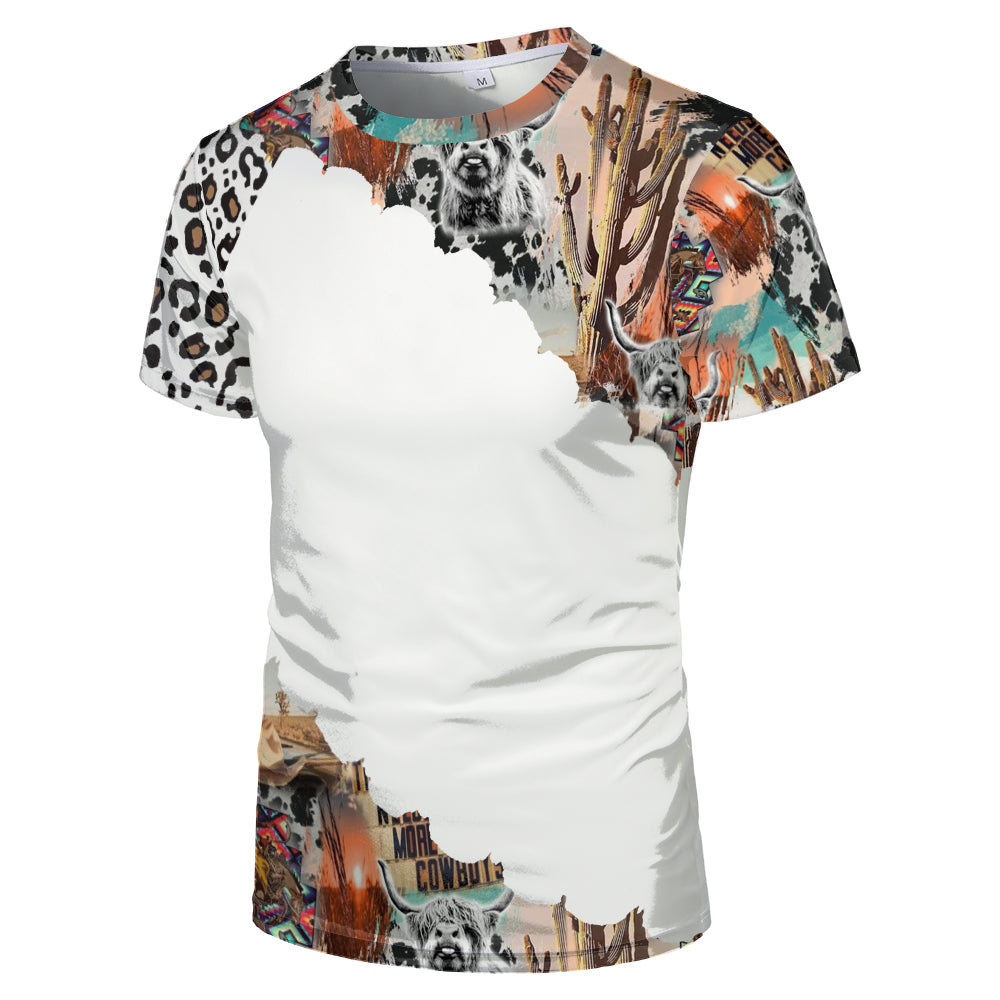 Wholesale US Oversize Men Shirts Sublimation Faux Bleached Tshirts Custom Print Polyester Tie Dye Sublimation Blank Shirt