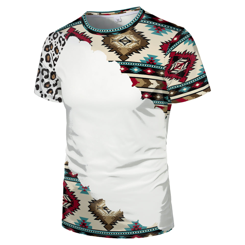Wholesale US Oversize Men Shirts Sublimation Faux Bleached Tshirts Custom Print Polyester Tie Dye Sublimation Blank Shirt