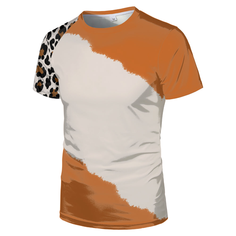 Wholesale US Oversize Men Shirts Sublimation Faux Bleached Tshirts Custom Print Polyester Tie Dye Sublimation Blank Shirt