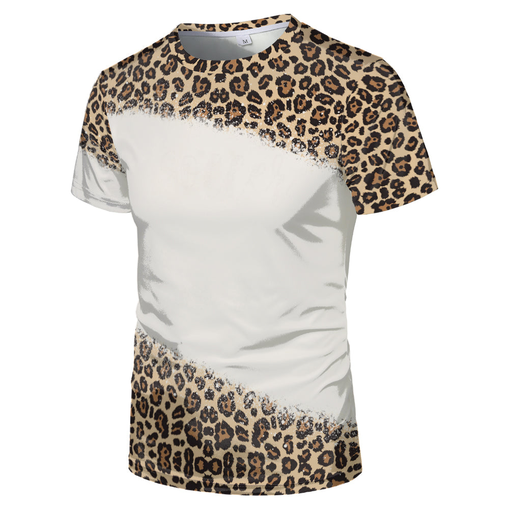 Wholesale US Oversize Men Shirts Sublimation Faux Bleached Tshirts Custom Print Polyester Tie Dye Sublimation Blank Shirt