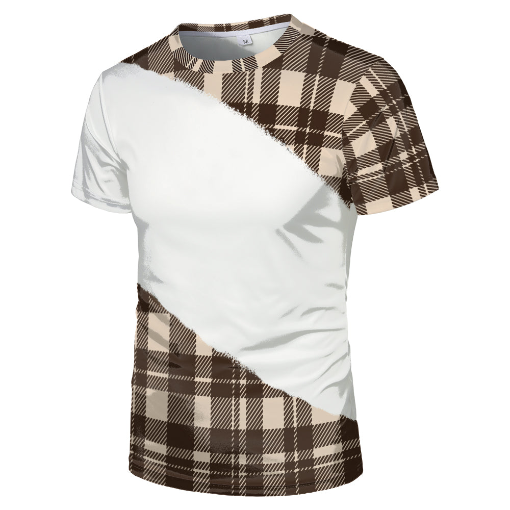Wholesale US Oversize Men Shirts Sublimation Faux Bleached Tshirts Custom Print Polyester Tie Dye Sublimation Blank Shirt
