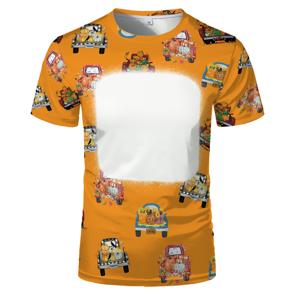 Thanksgiving day 100% polyester Sublimation Blank 3D printing Faux Bleached T-shirts