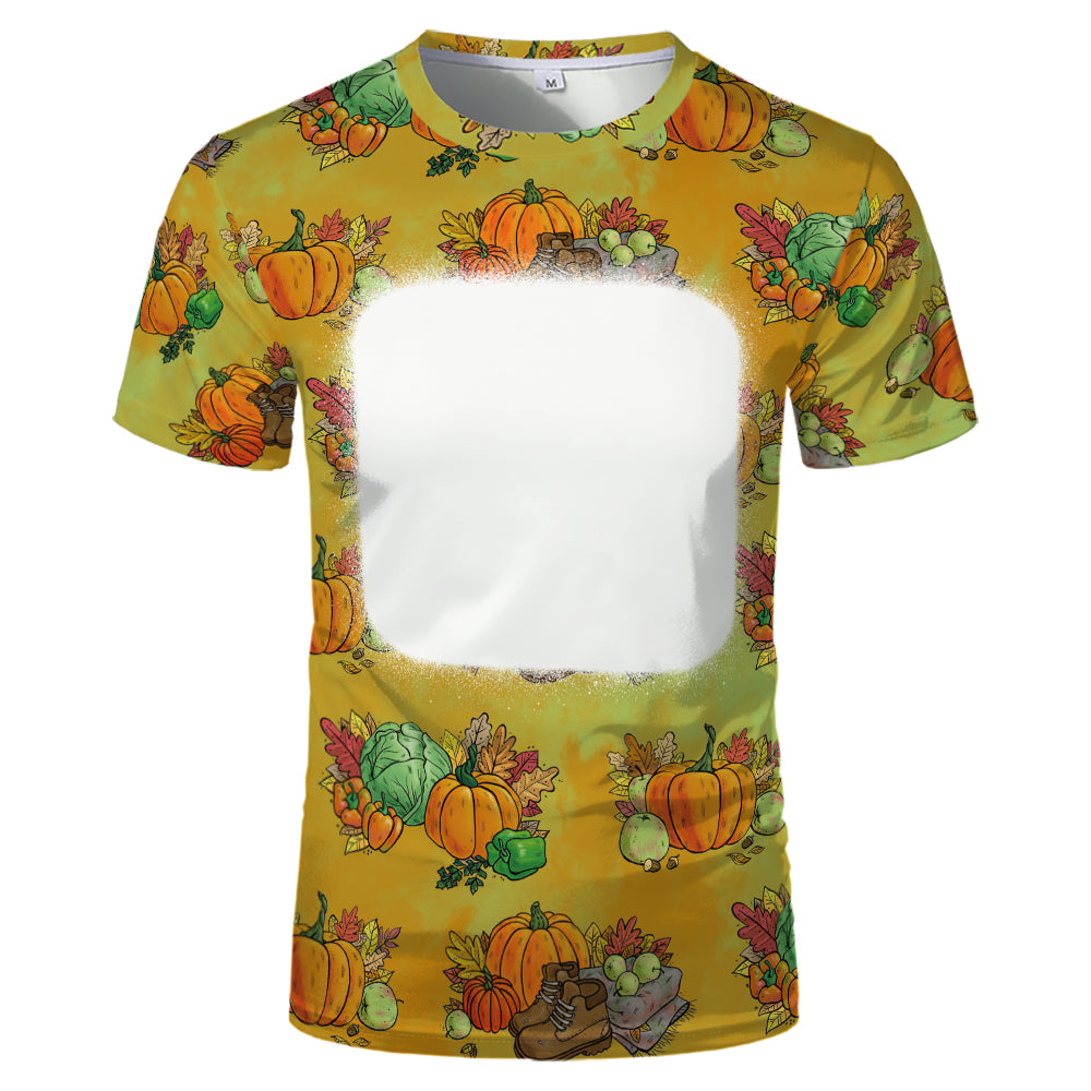 Thanksgiving day 100% polyester Sublimation Blank 3D printing Faux Bleached T-shirts