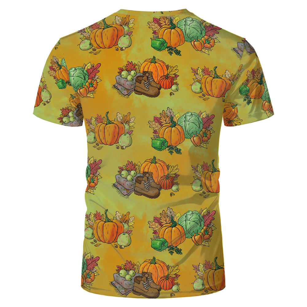 Thanksgiving day 100% polyester Sublimation Blank 3D printing Faux Bleached T-shirts