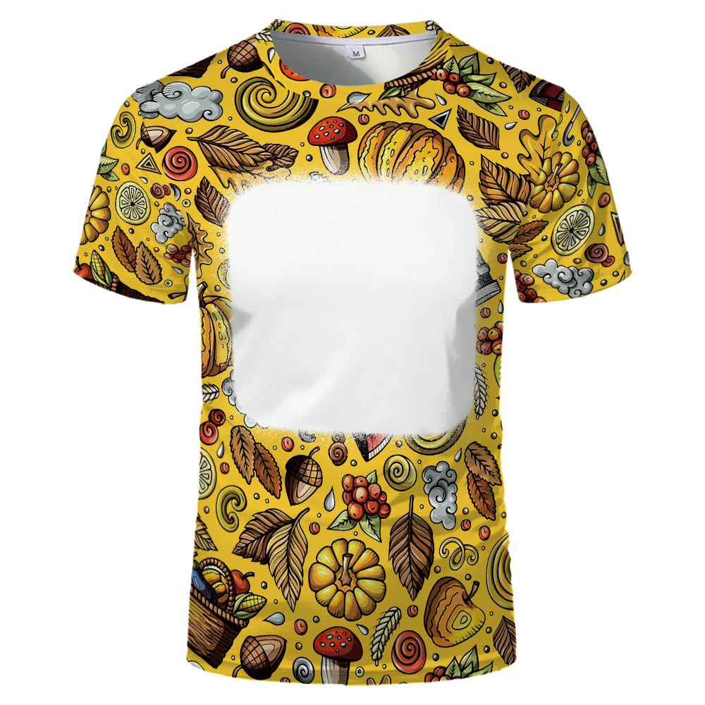 Thanksgiving day 100% polyester Sublimation Blank 3D printing Faux Bleached T-shirts