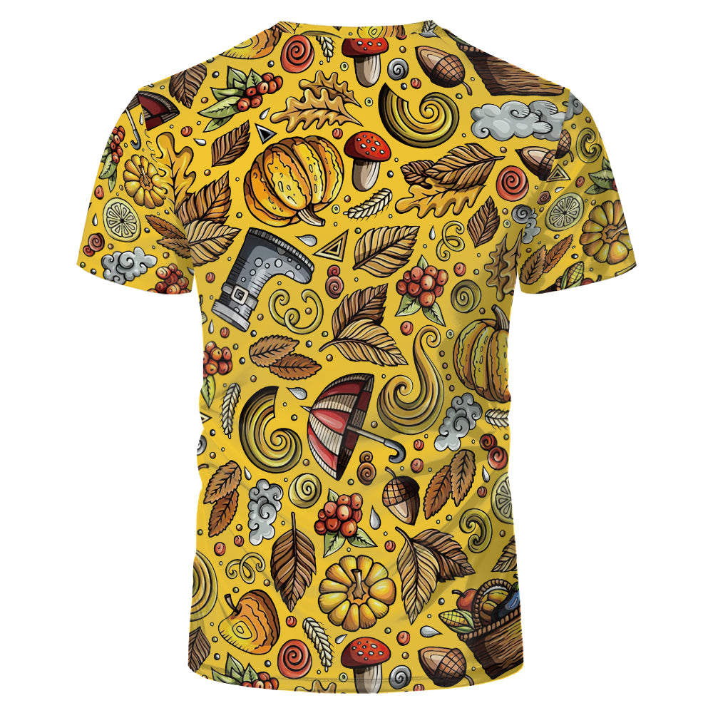 Thanksgiving day 100% polyester Sublimation Blank 3D printing Faux Bleached T-shirts