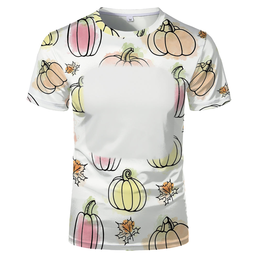 Thanksgiving day 100% polyester Sublimation Blank 3D printing Faux Bleached T-shirts