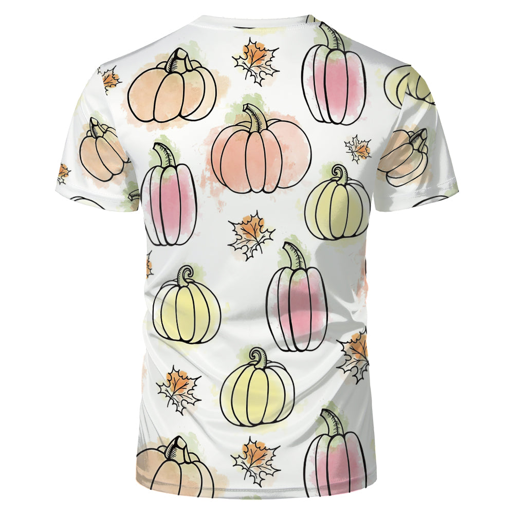 Thanksgiving day 100% polyester Sublimation Blank 3D printing Faux Bleached T-shirts