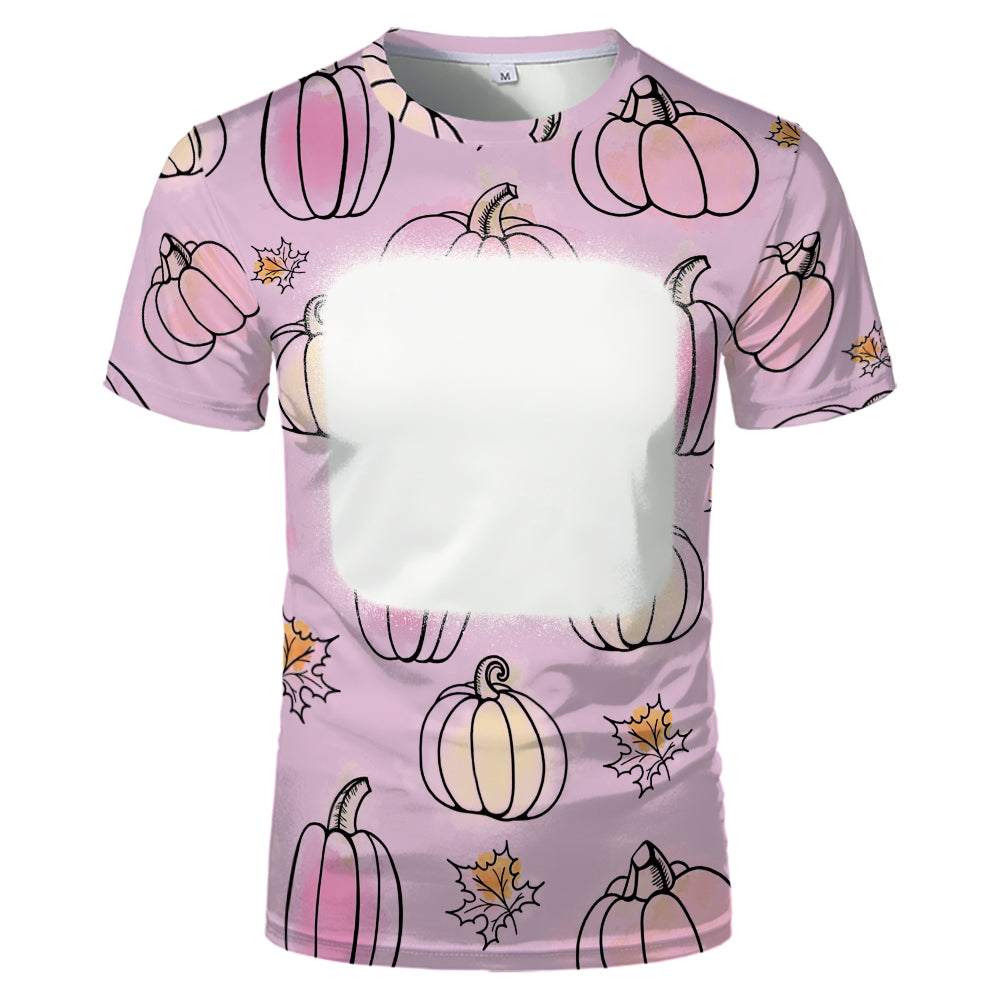 Thanksgiving day 100% polyester Sublimation Blank 3D printing Faux Bleached T-shirts