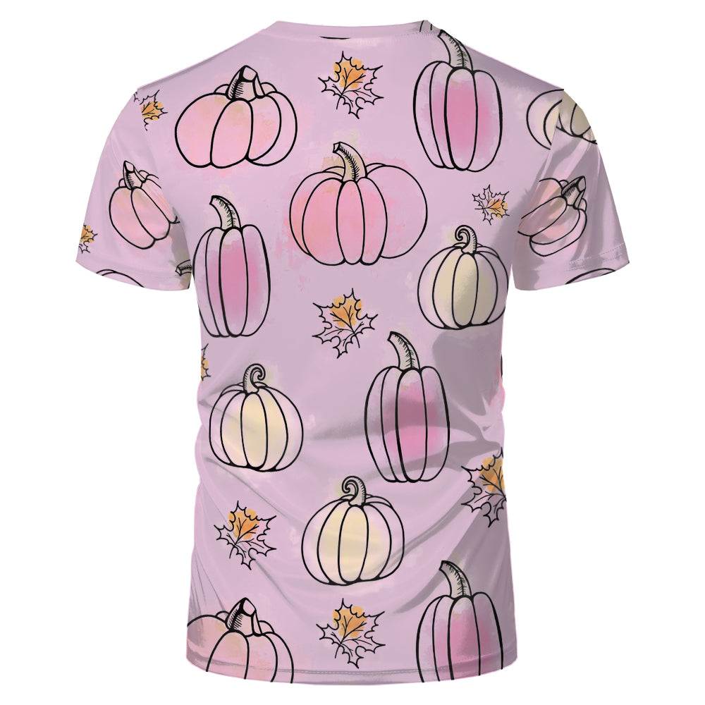 Thanksgiving day 100% polyester Sublimation Blank 3D printing Faux Bleached T-shirts