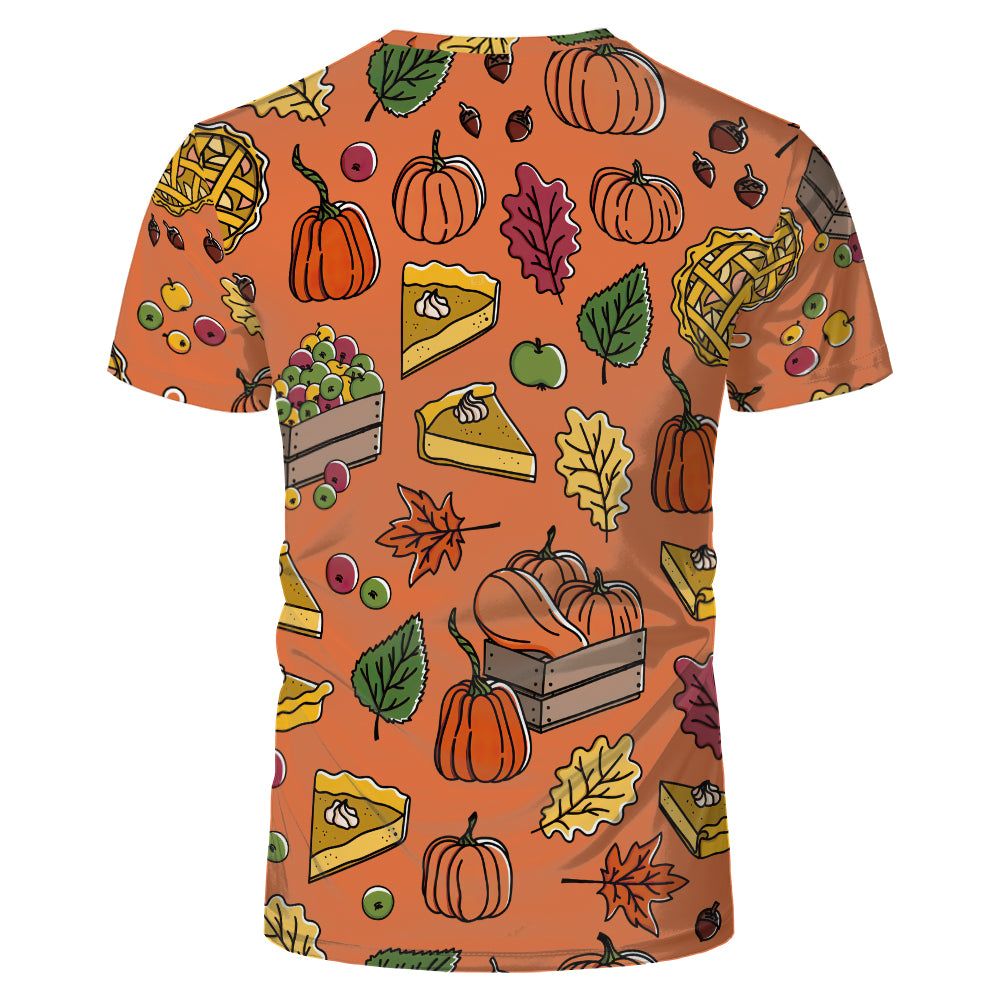 Thanksgiving day 100% polyester Sublimation Blank 3D printing Faux Bleached T-shirts