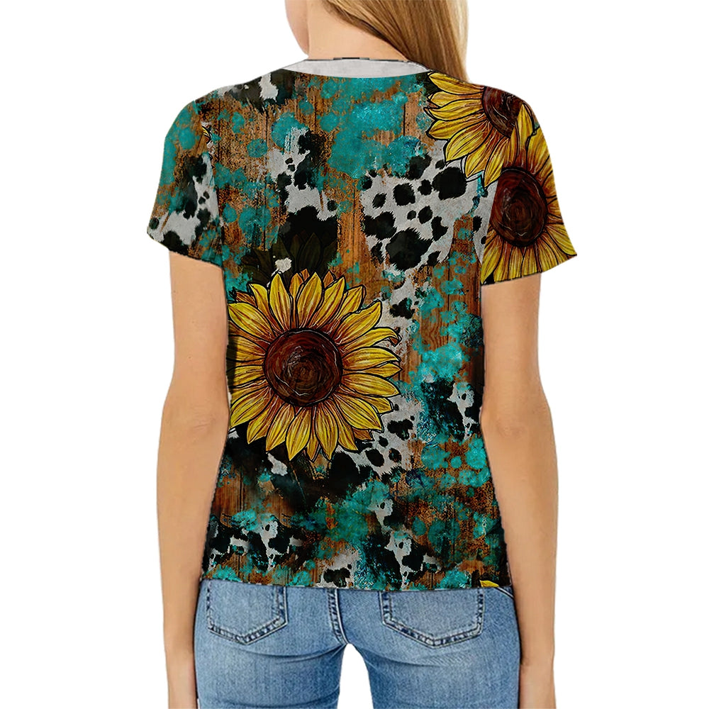 hot sell V neck blanks Heat press 100% polyester t-shirts faux bleach sublimation patterned shirts with leopard print