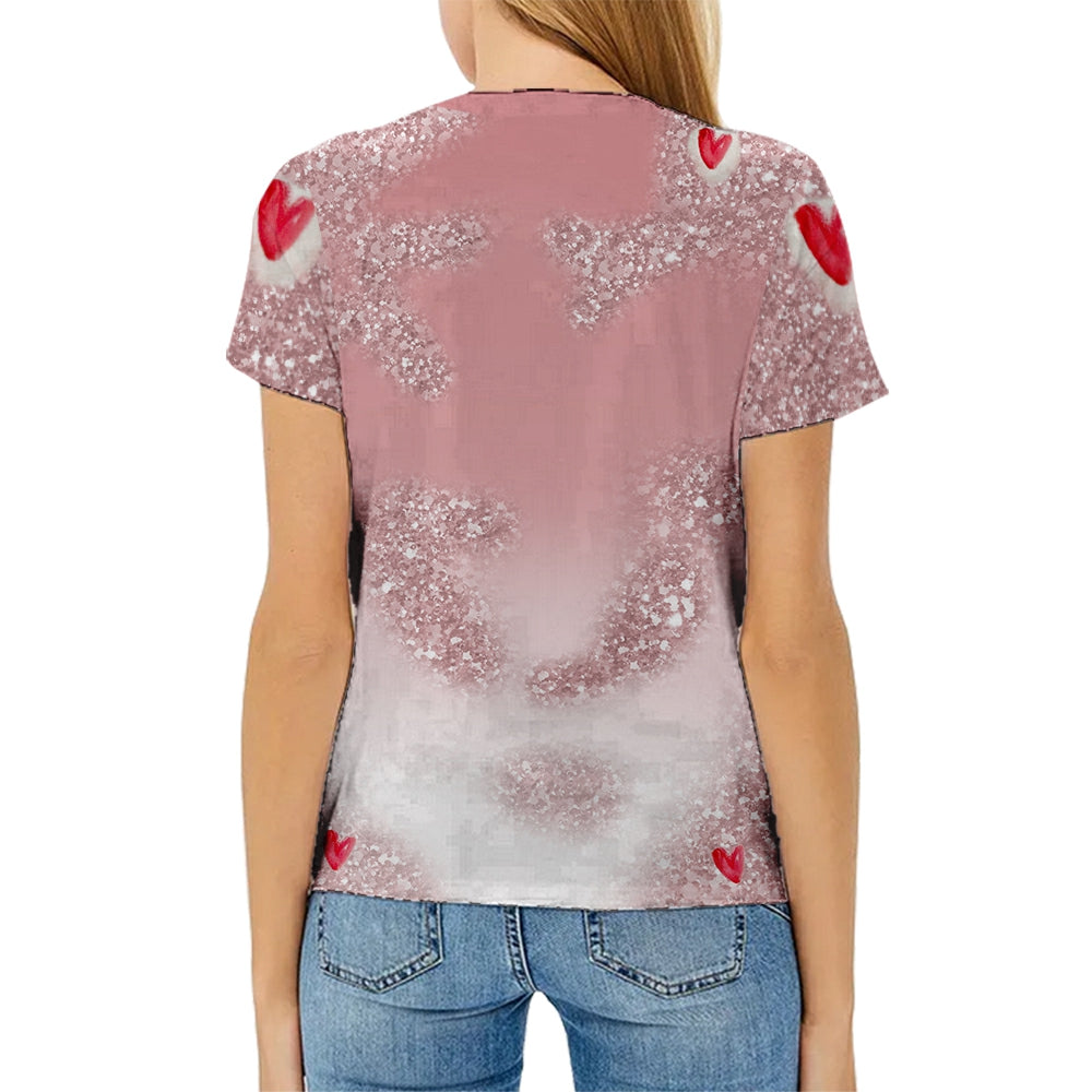 hot sell V neck blanks Heat press 100% polyester t-shirts faux bleach sublimation patterned shirts with leopard print