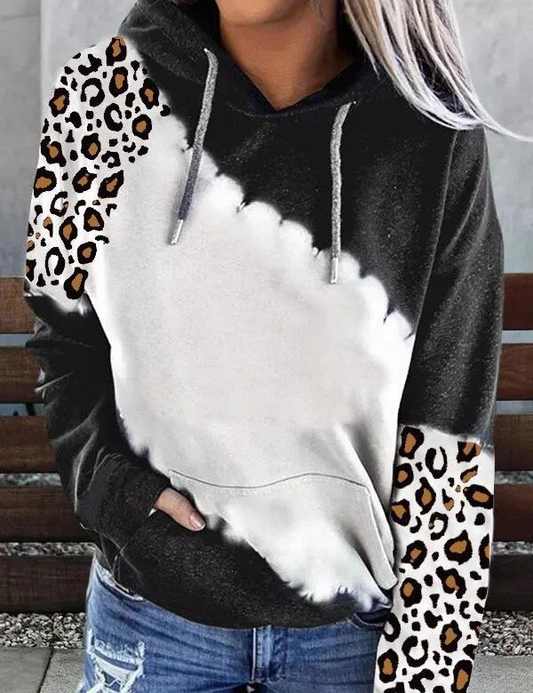 Factory Outlet Wholesale Custom Made Design Bleach Sweatshirt Sublimation Blank Faux Bleach Pullover Hoodie