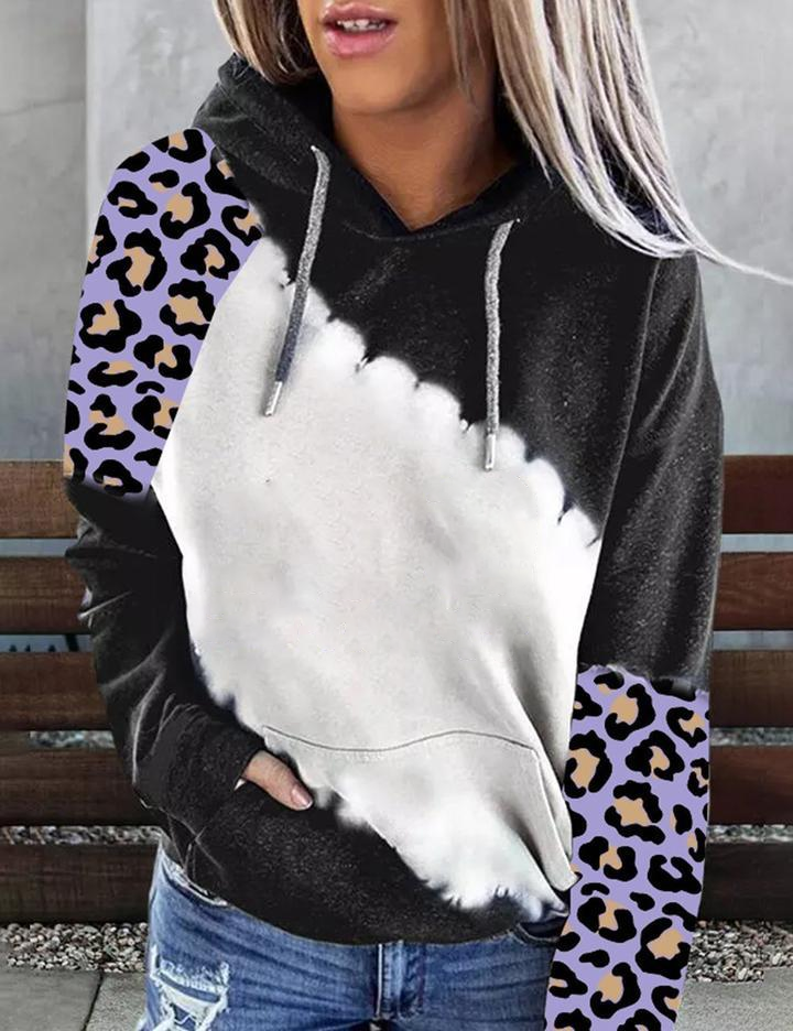 Factory Outlet Wholesale Custom Made Design Bleach Sweatshirt Sublimation Blank Faux Bleach Pullover Hoodie