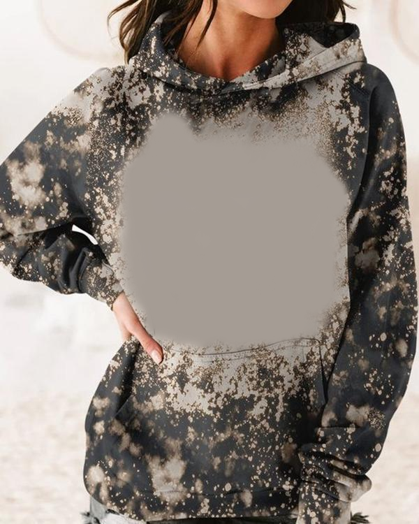 95%  polyester and 5% spandex bleached sublimation hoodies blank faux bleach hoody