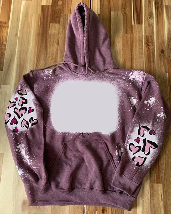 sublimation Hoodies 100% polyester adults kids faux bleached sweatshirt for DIY sublimation printing