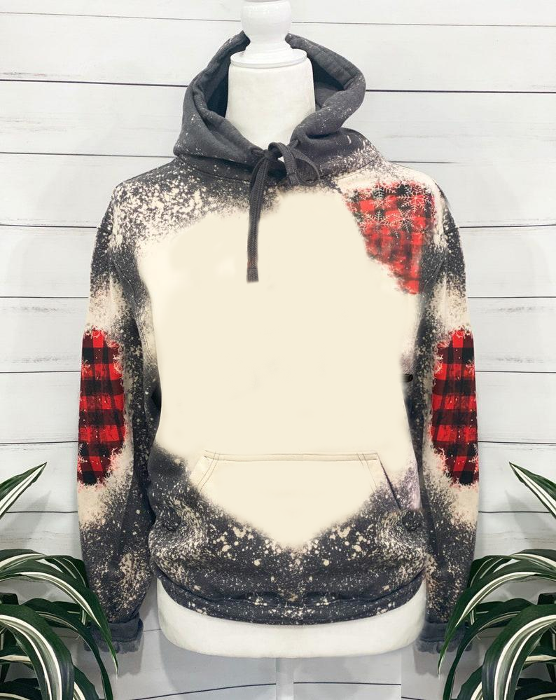 sublimation Hoodies 100% polyester adults kids faux bleached sweatshirt for DIY sublimation printing