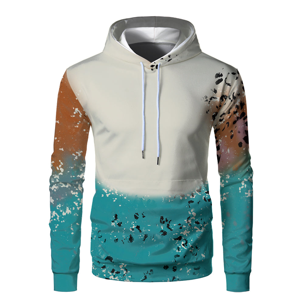 Custom Print Unisex Fleece Hooded Pullover Faux Bleach Polyester Bleached Look Sublimation Blanks Hoodies For Men and women