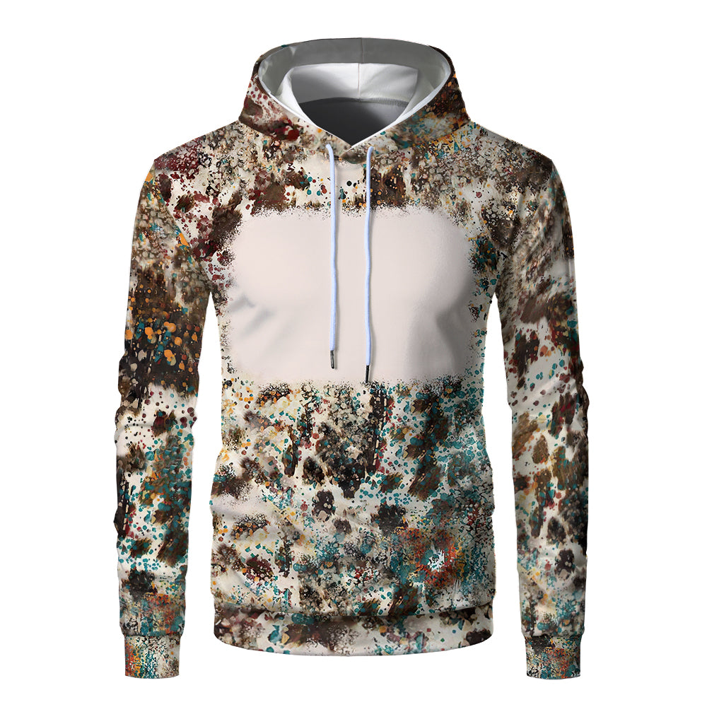 Custom Print Unisex Fleece Hooded Pullover Faux Bleach Polyester Bleached Look Sublimation Blanks Hoodies For Men and women