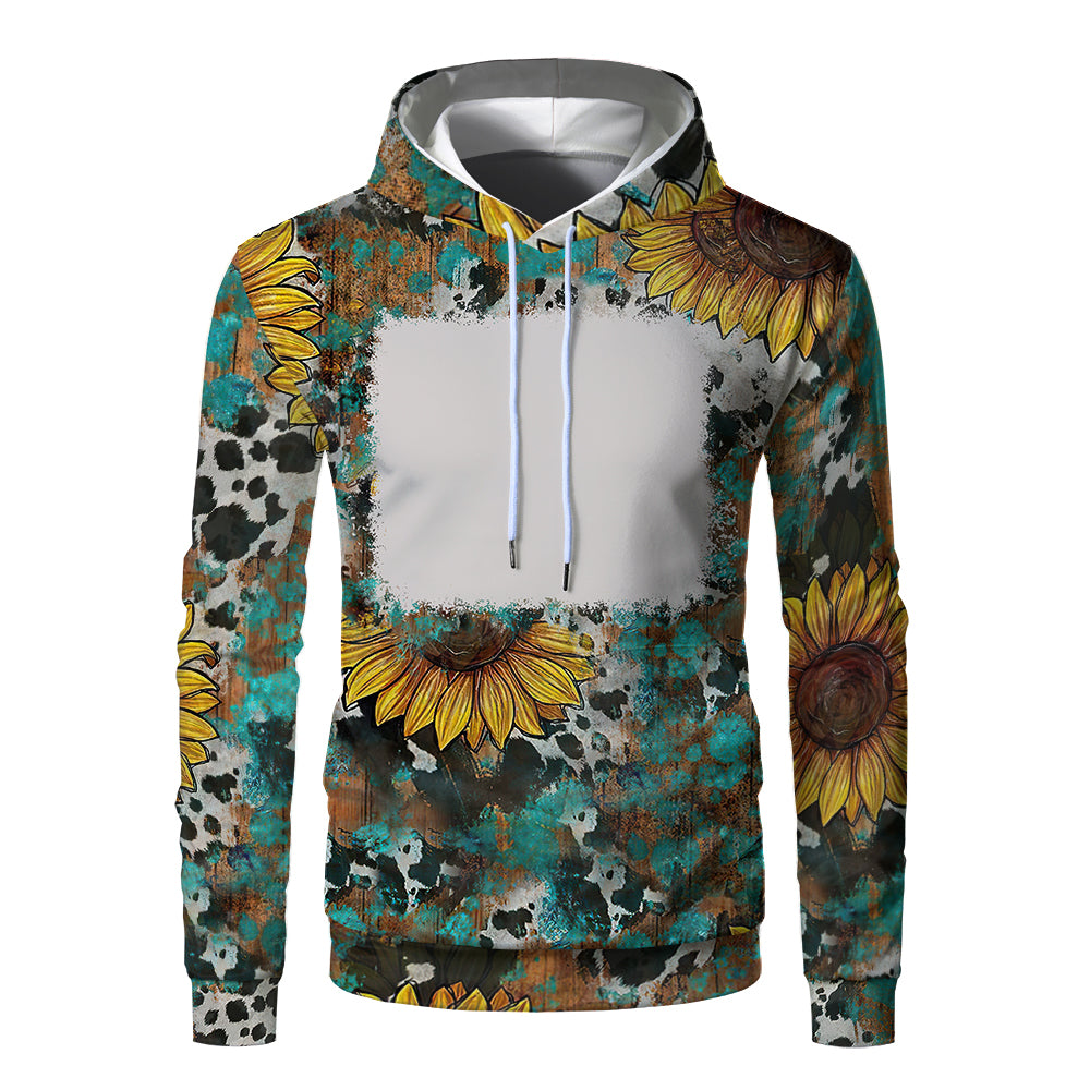 Custom Print Unisex Fleece Hooded Pullover Faux Bleach Polyester Bleached Look Sublimation Blanks Hoodies For Men and women