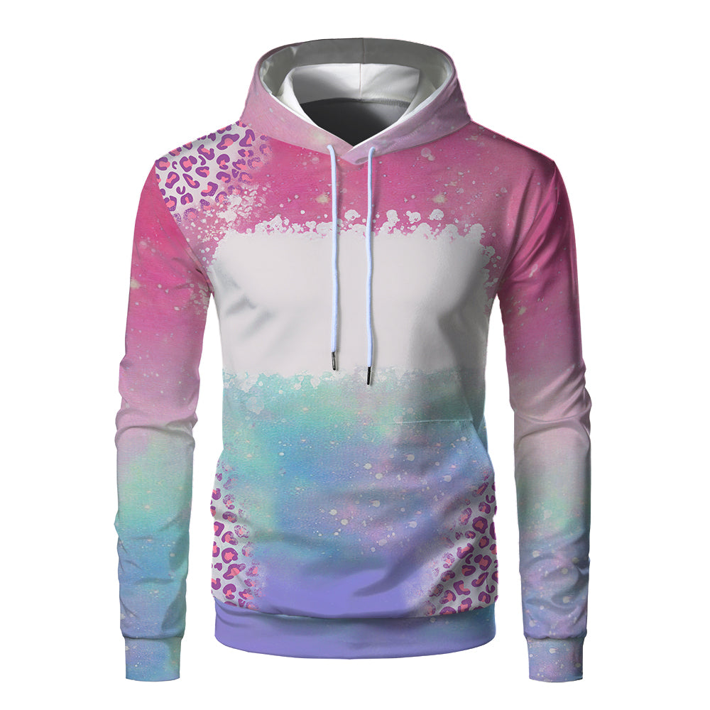 Custom Print Unisex Fleece Hooded Pullover Faux Bleach Polyester Bleached Look Sublimation Blanks Hoodies For Men and women