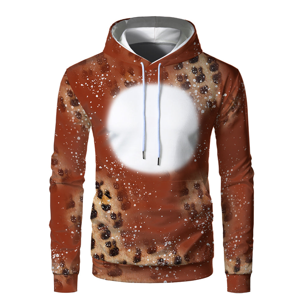 Custom Print Unisex Fleece Hooded Pullover Faux Bleach Polyester Bleached Look Sublimation Blanks Hoodies For Men and women