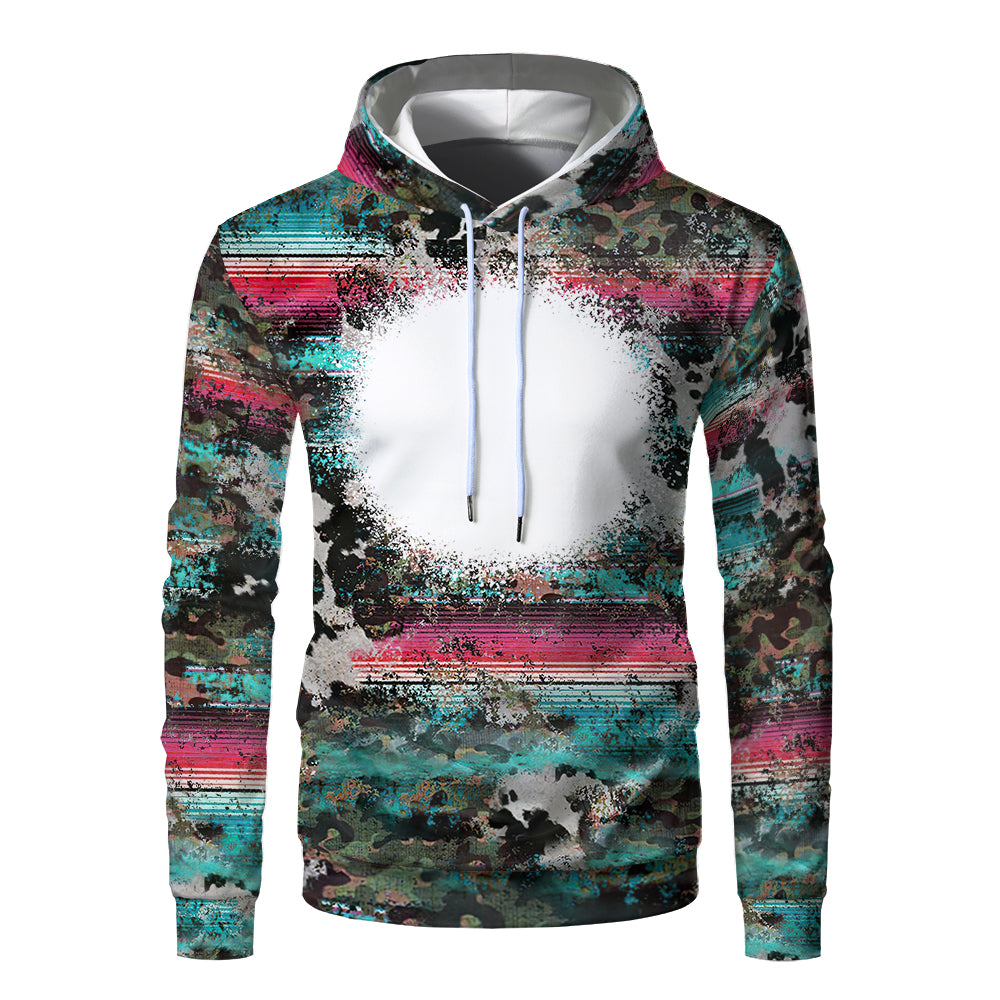 Custom Print Unisex Fleece Hooded Pullover Faux Bleach Polyester Bleached Look Sublimation Blanks Hoodies For Men and women