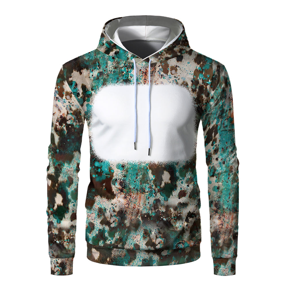 Custom Print Unisex Fleece Hooded Pullover Faux Bleach Polyester Bleached Look Sublimation Blanks Hoodies For Men and women