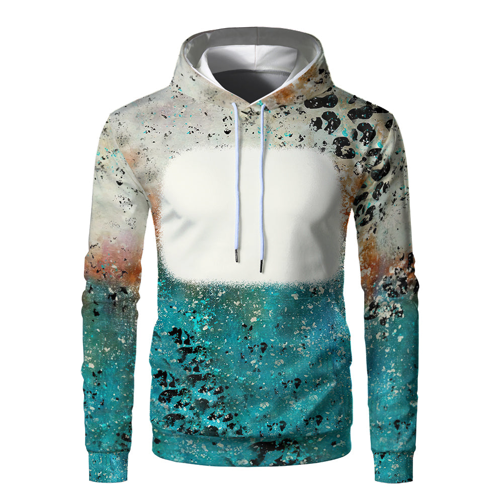 Custom Print Unisex Fleece Hooded Pullover Faux Bleach Polyester Bleached Look Sublimation Blanks Hoodies For Men and women