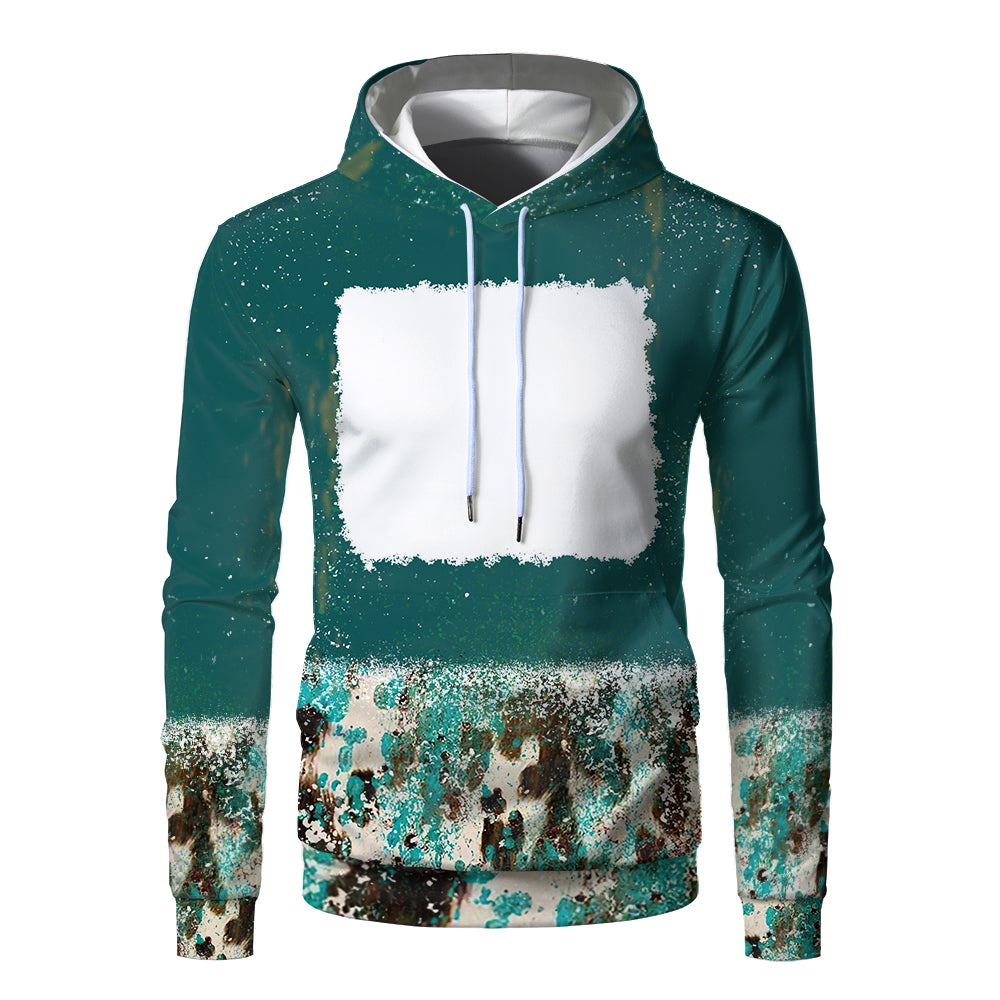 Custom Print Unisex Fleece Hooded Pullover Faux Bleach Polyester Bleached Look Sublimation Blanks Hoodies For Men and women