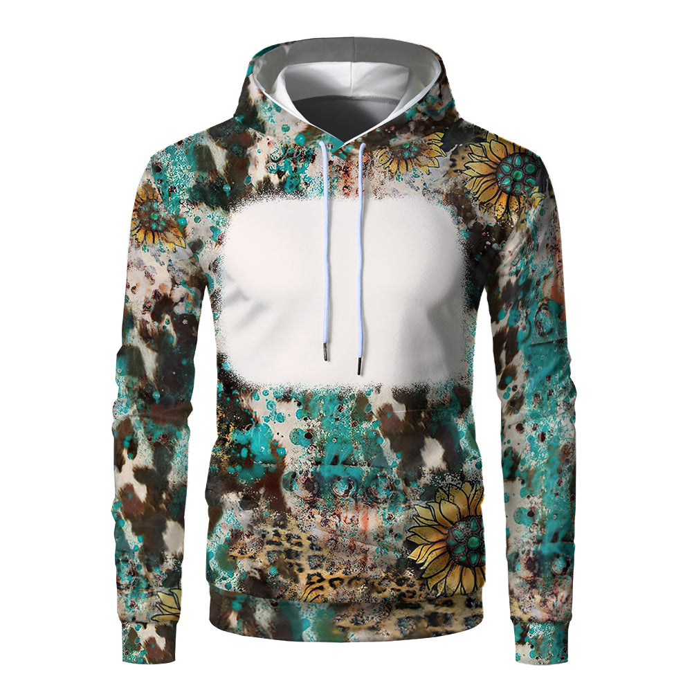 Custom Print Unisex Fleece Hooded Pullover Faux Bleach Polyester Bleached Look Sublimation Blanks Hoodies For Men and women